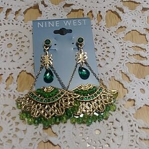 Deep green and gold nine west  Earrings NWT